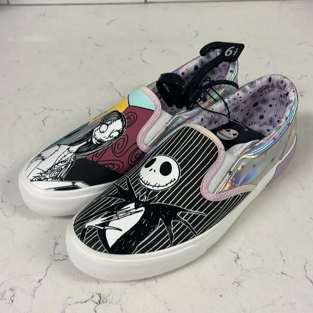 Disney Nightmare Before Christmas Low Top Slip-on Sneakers, Women’s Sizes 6 1/2”
